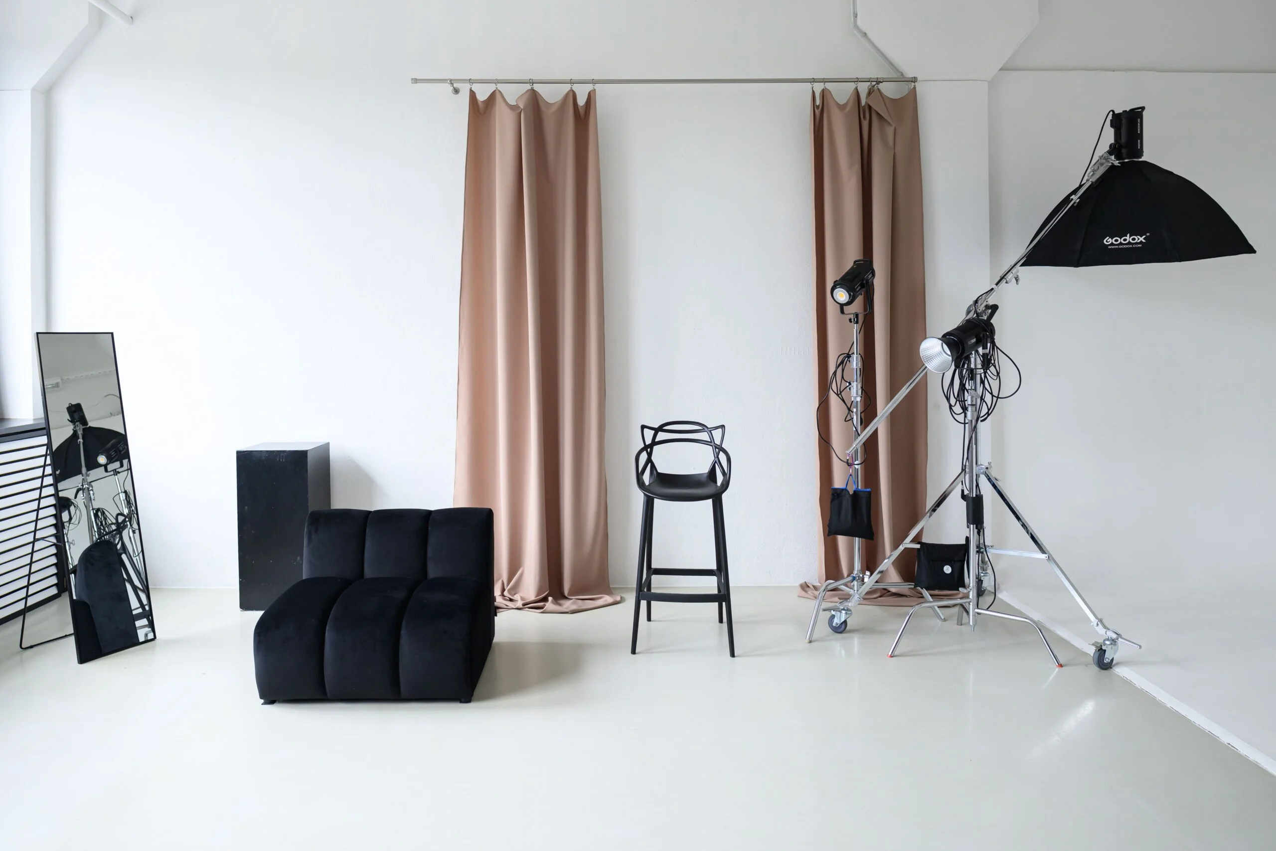 Professional camera capturing a carefully composed studio portrait
